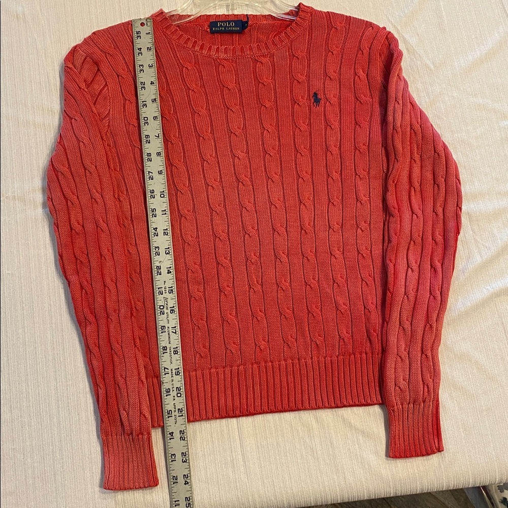 Polo by Ralph Lauren Junior’s Distressed Look Pink Crewneck Sweater Medium - Picture 9 of 9